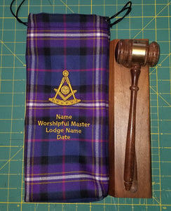 Masonic Tartan Commemorative Gavel Bag Size 6” X 13”