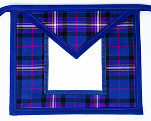 Freemason's Universal Tartan Apron Leather Backed - Wide Tartan Border. You choose an emblem for both the field & flap on next page.